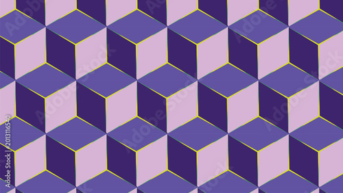 Purple cubes in geometric pattern