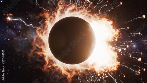 Energetic Cosmic Sphere Eruption Animation Reveal Background