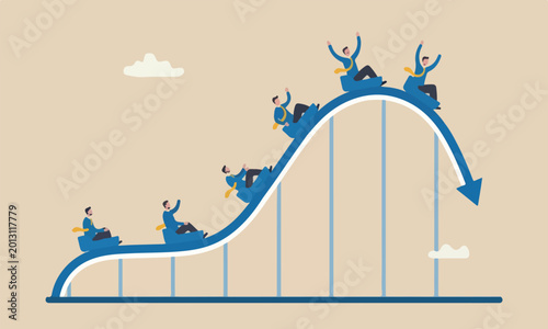Photos Investment of, financial stock market fluctuation rising up and falling down con