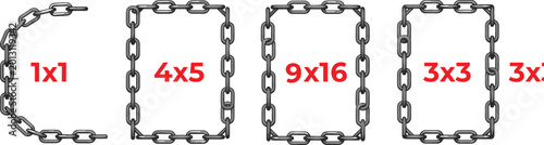 Photos Chain outline aspect ratio illustrations with geometric frames, proportional dim