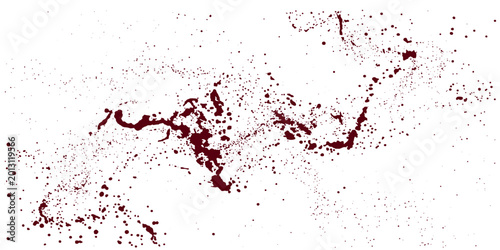 Fotografie Red Blood Splatter and Stains on White Background Illustration
