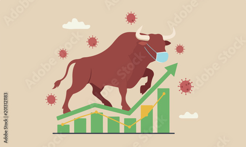 Tableau sur toile Bull market in COVID-19 outbreak, stock market recover from Coronavirus crisis o