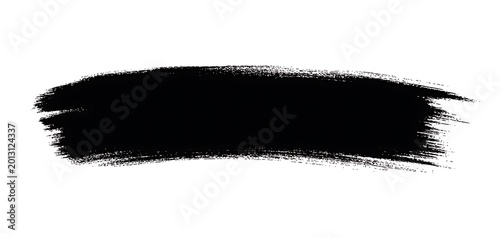 Black ink brush stroke on white background, textured paint smear, artistic charcoal swipe element