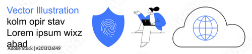 Fotografia Data protection, cloud technology, cybersecurity, network access, online services, teamwork