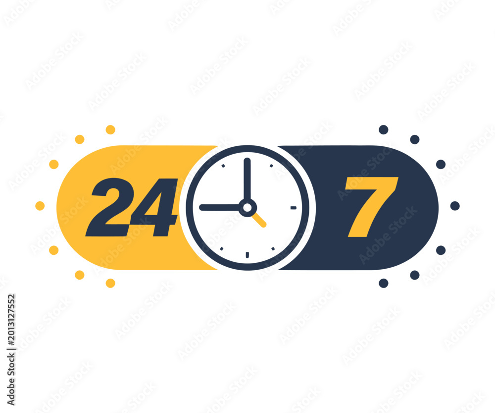 Fototapeta premium Twenty four hours a day seven days a week clock icon