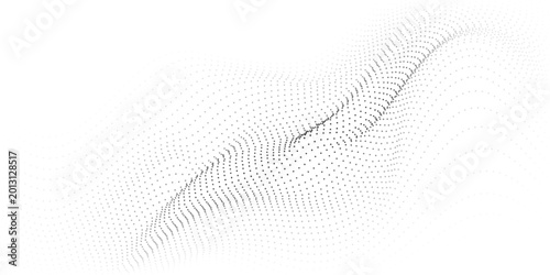 Photography Soft green halftone wave across a bright white canvas, airy dots forming a gentl
