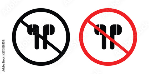 Slika na platnu No earbuds allowed sign symbol illustrations. Icon design