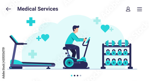 Healthy Lifestyle and Medical Services Illustration for Fitness Wellness and Healthcare Concepts
