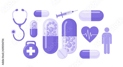 Healthy Lifestyle and Medical Symbols, Representing Wellness and Pharmaceutical Treatments