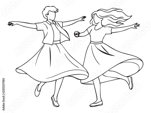 Dance and Romance line art Illustration