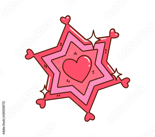 Canvas-taulu Cowgirl groovy pink sheriff star badge or vintage girly cowboy disco icon, cartoon vector