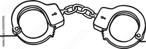 Fotografija A line drawing of handcuffs with a chain link