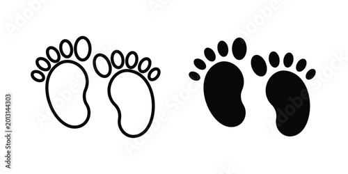 Baby footprint icon on white background, simple icons.