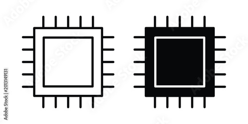 Tableau sur toile Microchip icon on white background, simple icons.