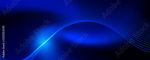Foto Vector abstract, blue- black color background, luxury wave gold line pattern, Il