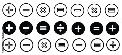 Photos Collection of Plus, Minus, Multiply, and Divide Mathematical Symbols in Black an