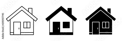 House icon set outline solid and silhouette styles, white background, vector Illustration