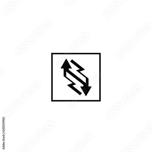 Cuadro en lienzo Square with two opposing zigzag arrows in black