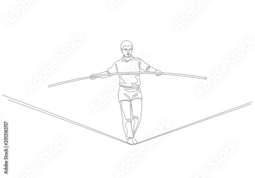 Фотография Sketch illustration of an acrobat walking on a tightrope
