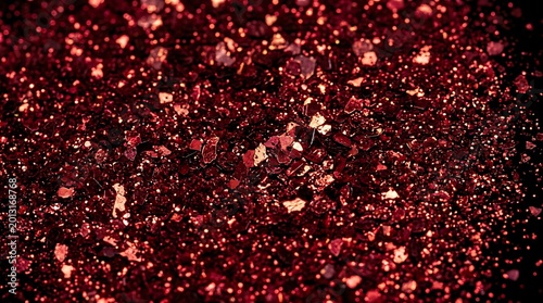 Red glitter sparkles shining sequins texture background closeup