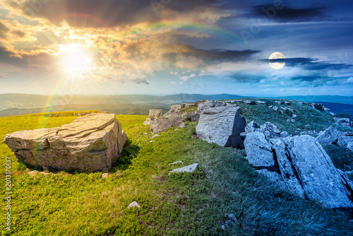 Photography mountainous landscape during summer solstice