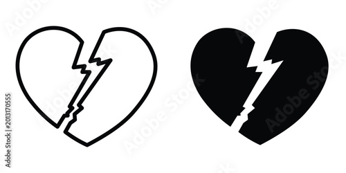 Fotografie Broken heart icon design illustration drawings
