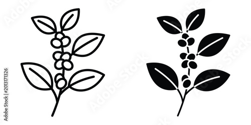 Canvastavla Coffee plant icon design illustration drawings