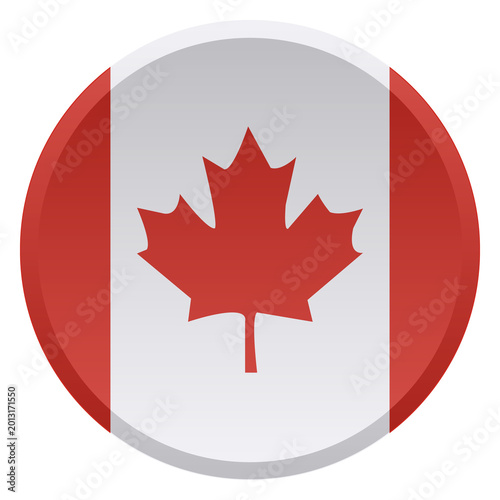 Tableau sur toile Canada Flag Transparent Round Button and Glossy 3D Disc Icon