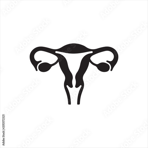 Female reproductive system anatomy uterus and ovaries icon graphic