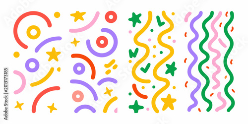 Tableau sur toile abstract colorful shapes quartet playful vector illustration on white background