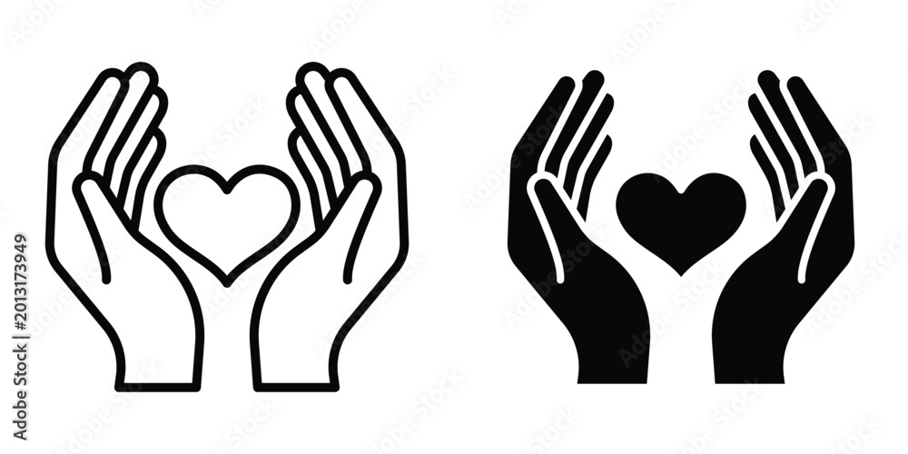 Obraz premium Heart and hands icon design illustration drawings