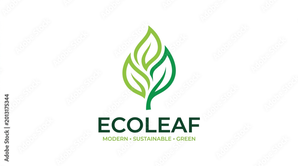 Fototapeta premium Eco Leaf Logo Design with Sustainable Text.