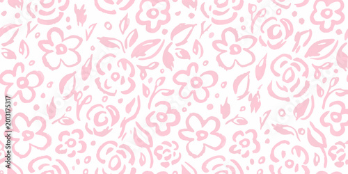 Foto Delicate pink floral pattern soft brushstroke seamless design