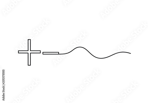Tableau sur toile Plus and minus symbol line art with wavy path