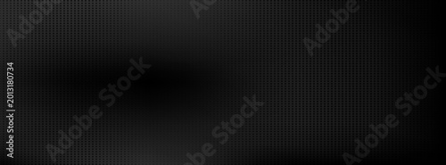 Abstract Dark Carbon Fiber Style Background with Subtle Dot Mesh Texture and Deep Black-to-Grey Gradient. Professional Seamless Vector Graphic Design.