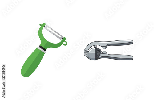 Tableau sur toile Kitchen Tools A Pair of Food Preparation Utensils for Cooking and Eating