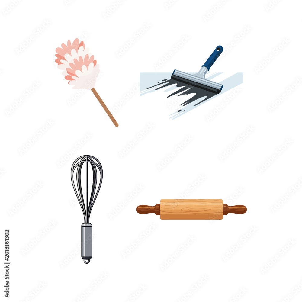 Ταπετσαρία Essential Domestic Aids Baking Implements and Cleaning Supplies for Home Tasks