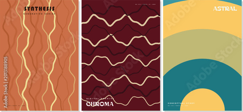 Modern graphic design mood board interface displaying geometric event posters and typography inspiration