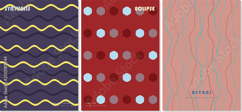 Modern graphic design mood board interface displaying geometric event posters and typography inspiration