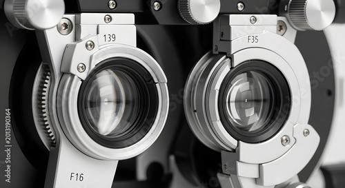Twin lens reflex camera close-up with aperture and focus settings