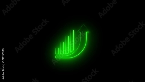 Abstract neon line business graph animation. Abstract business growth and start up business concept icon. Business graph chart icon animation
