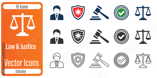 Photos Justice Editable icon set