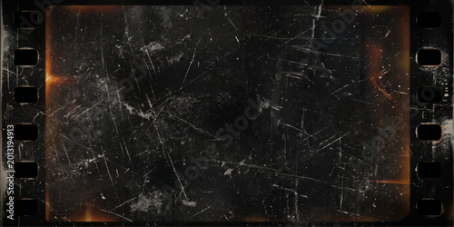 Photos A vintage grunge film strip frame featuring a dark night sky backdrop with black