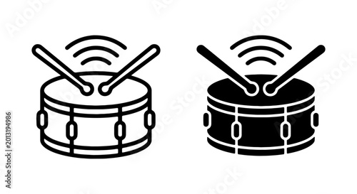 Photos Drum icons, wireless snare drums, black and white, music symbols
