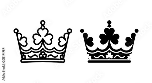 Tableau sur toile Black crowns, royal crowns, vector icons, crown symbols, monarch icons