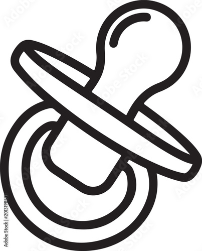 Baby Pacifier Soother Icon Vector Line Art Illustration