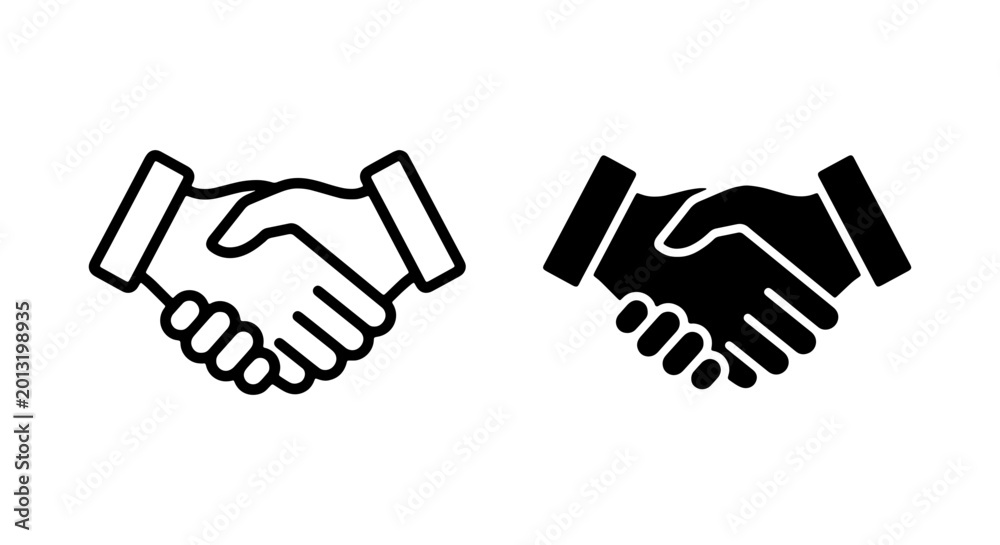 Obraz premium Handshake Icons, Agreement Symbol, Partnership Vector Graphics, Business Deal Clipart