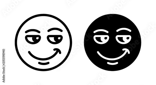 Foto Sly Smirking Face Emoticon, Playful Expression Icon, Winking Smiley Character, V