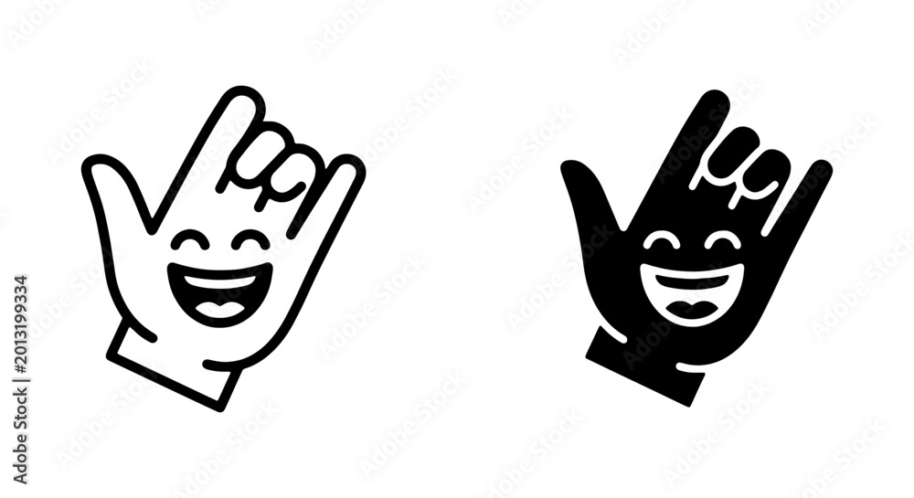 Obraz premium Shaka Hand Gesture Icon, Happy Face Symbol, Aloha Spirit, Vector Art