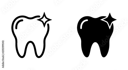 Bild auf Leinwand Dental tooth icon set, shiny white teeth symbols, molar tooth vector for dentist